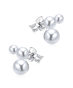 Gorgeous Three Pearl Cluster Silver Ear Stud STS-5262